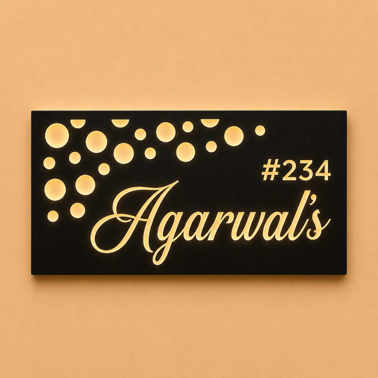 Luxe Line Illuminated Name Plate For Home & Villa