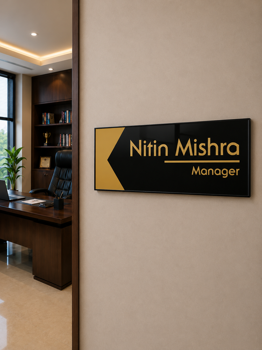 Executive Gold Edge Acrylic Office Name Plate