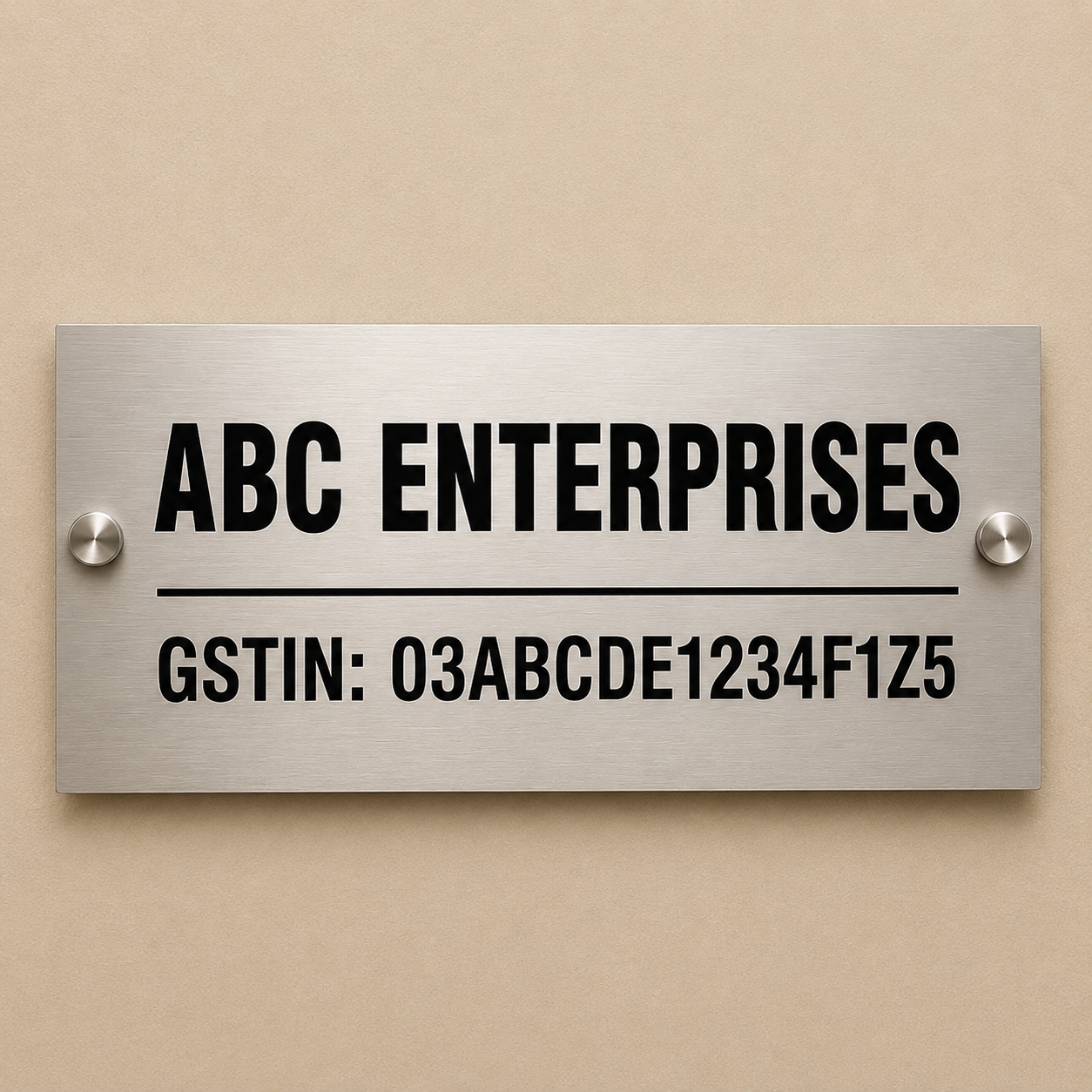 Premium GST Metal Office Name Plate | Silver & Gold Matte Finish