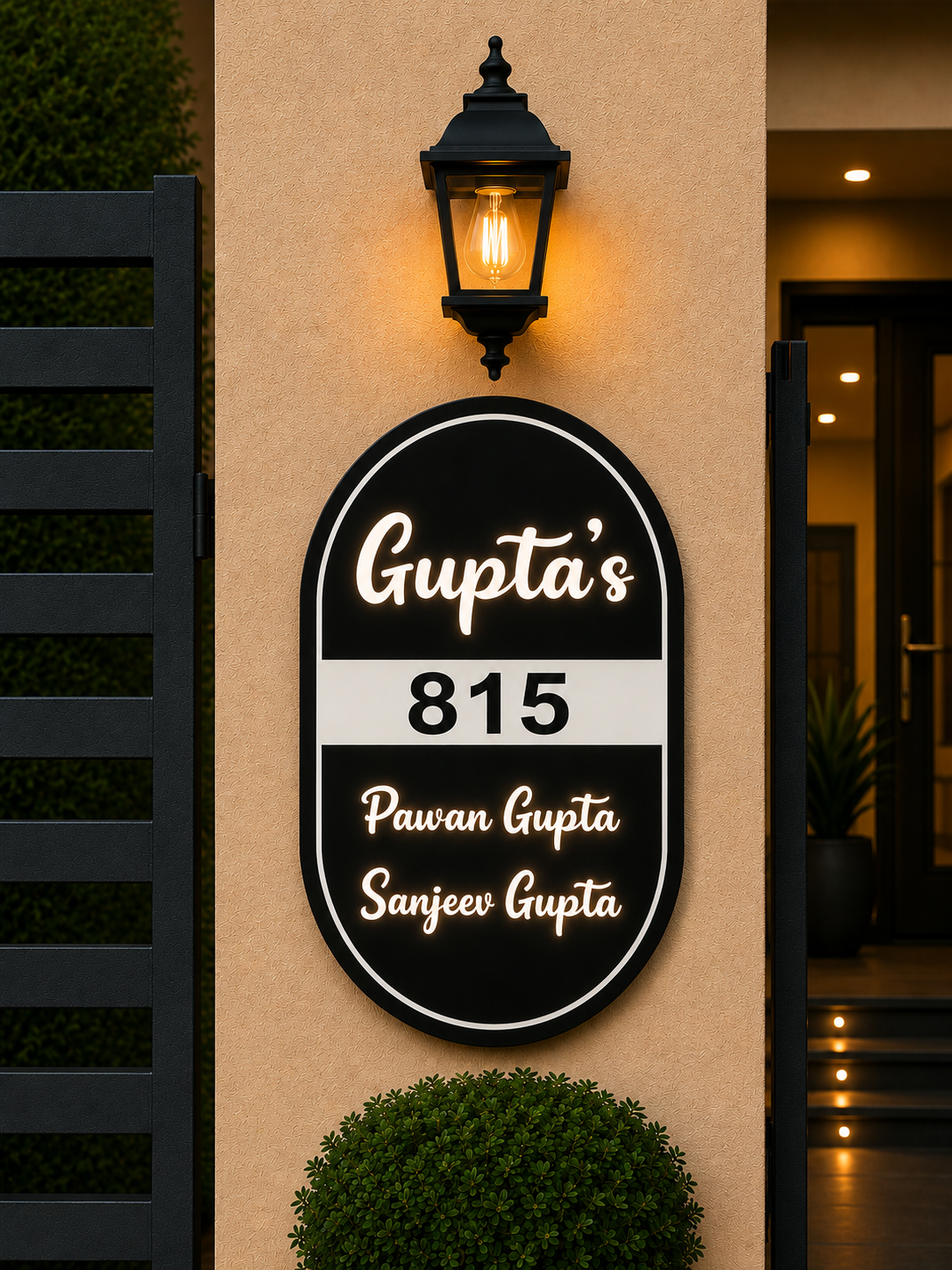 Imperial Arch Illuminated Acrylic Name Plate for Home & Villa