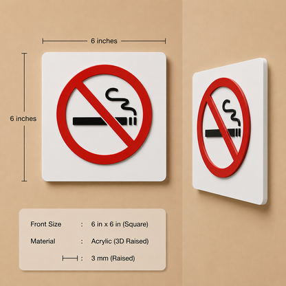 No Smoking 3D Embossed Prohibition Sign