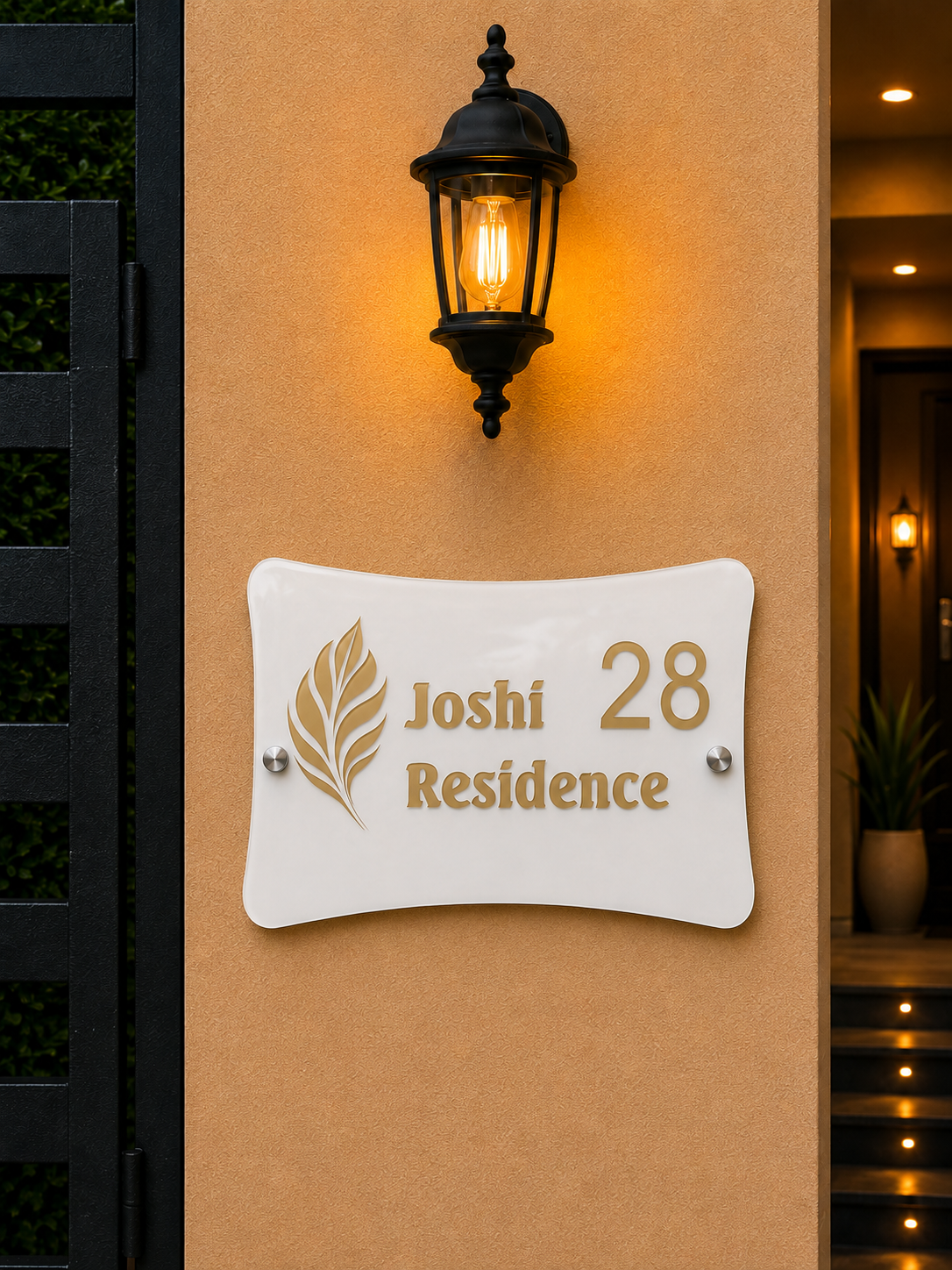 Elegant Wave Premium Acrylic Name Plate for Home & Villa