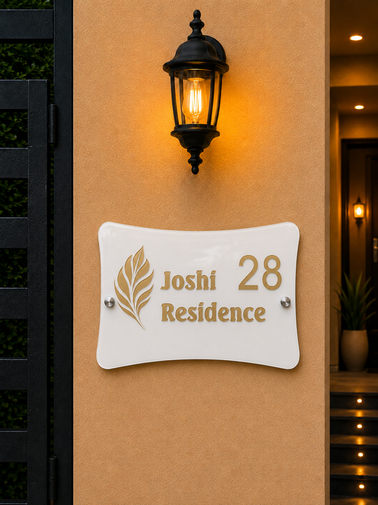 Elegant Wave Premium Acrylic Name Plate for Home & Villa