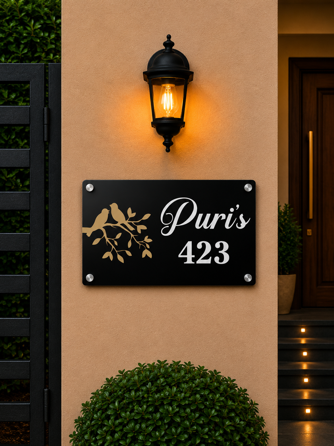 Nature Crest Modern Acrylic Name Plate For Home & Villa