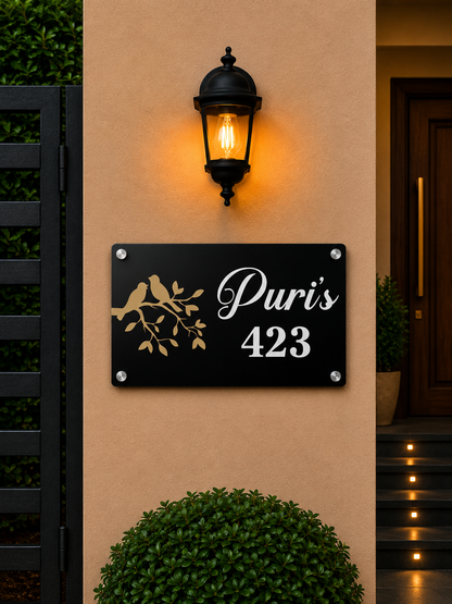 Nature Crest Modern Acrylic Name Plate For Home & Villa