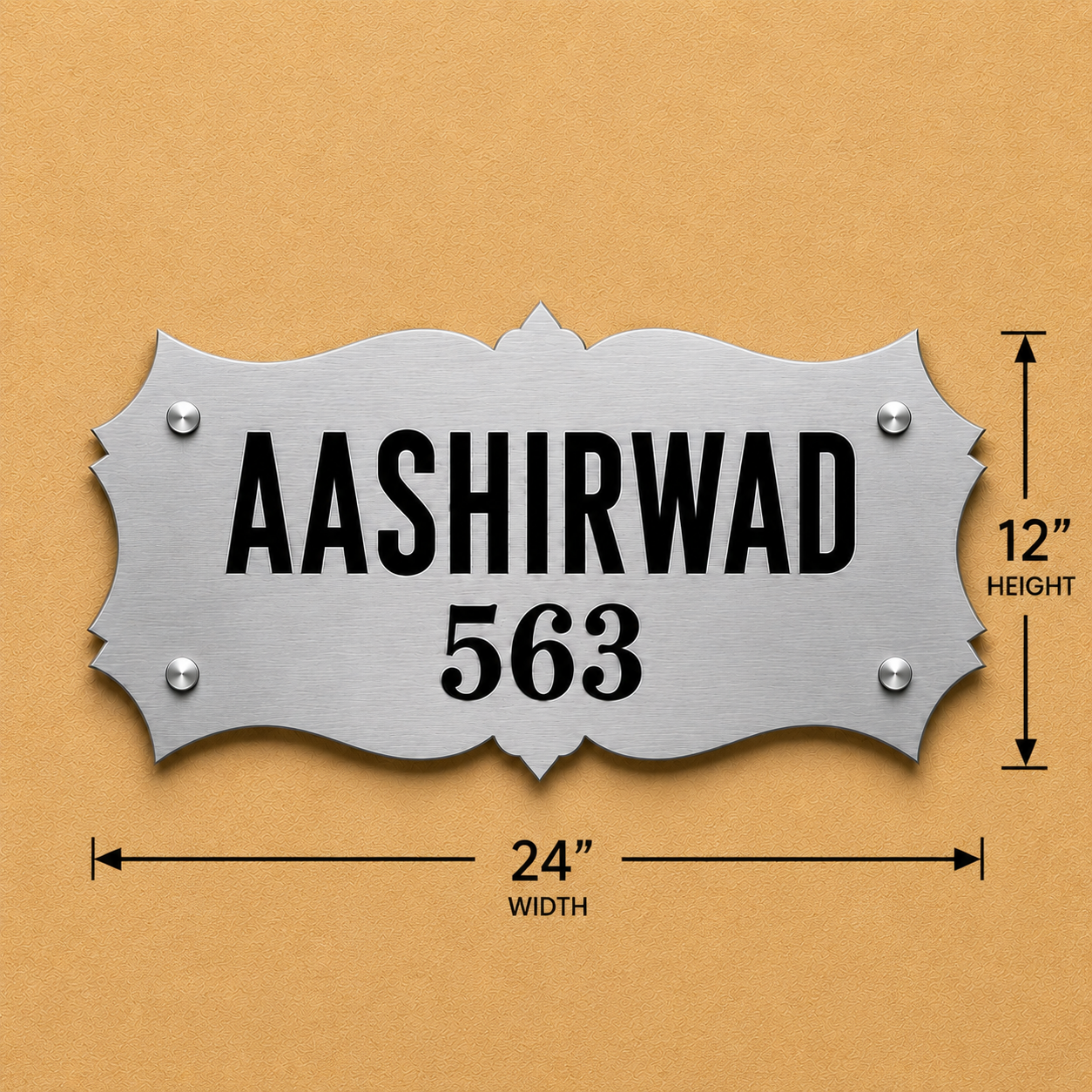Heritage Crest Metal Name Plate For Home & Villa-Golden & Silver