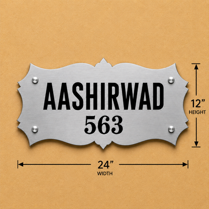 Heritage Crest Metal Name Plate For Home & Villa-Golden & Silver