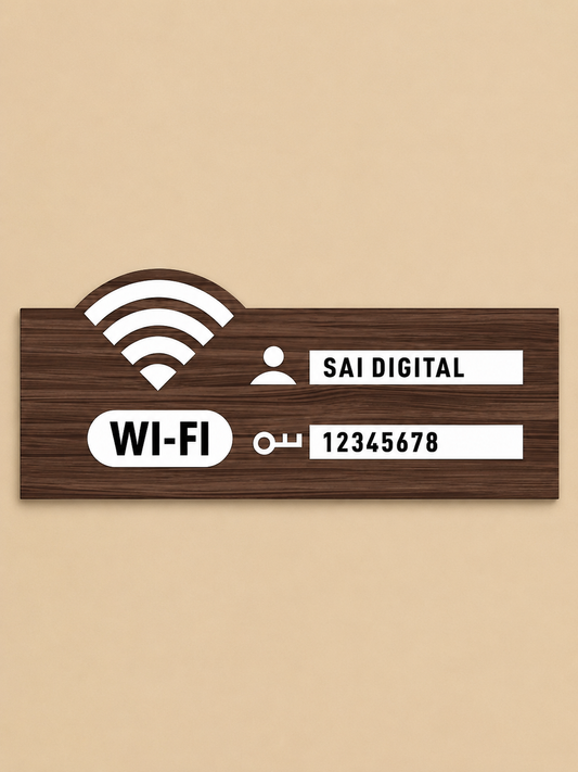 Personalized Wooden WiFi Information Sign