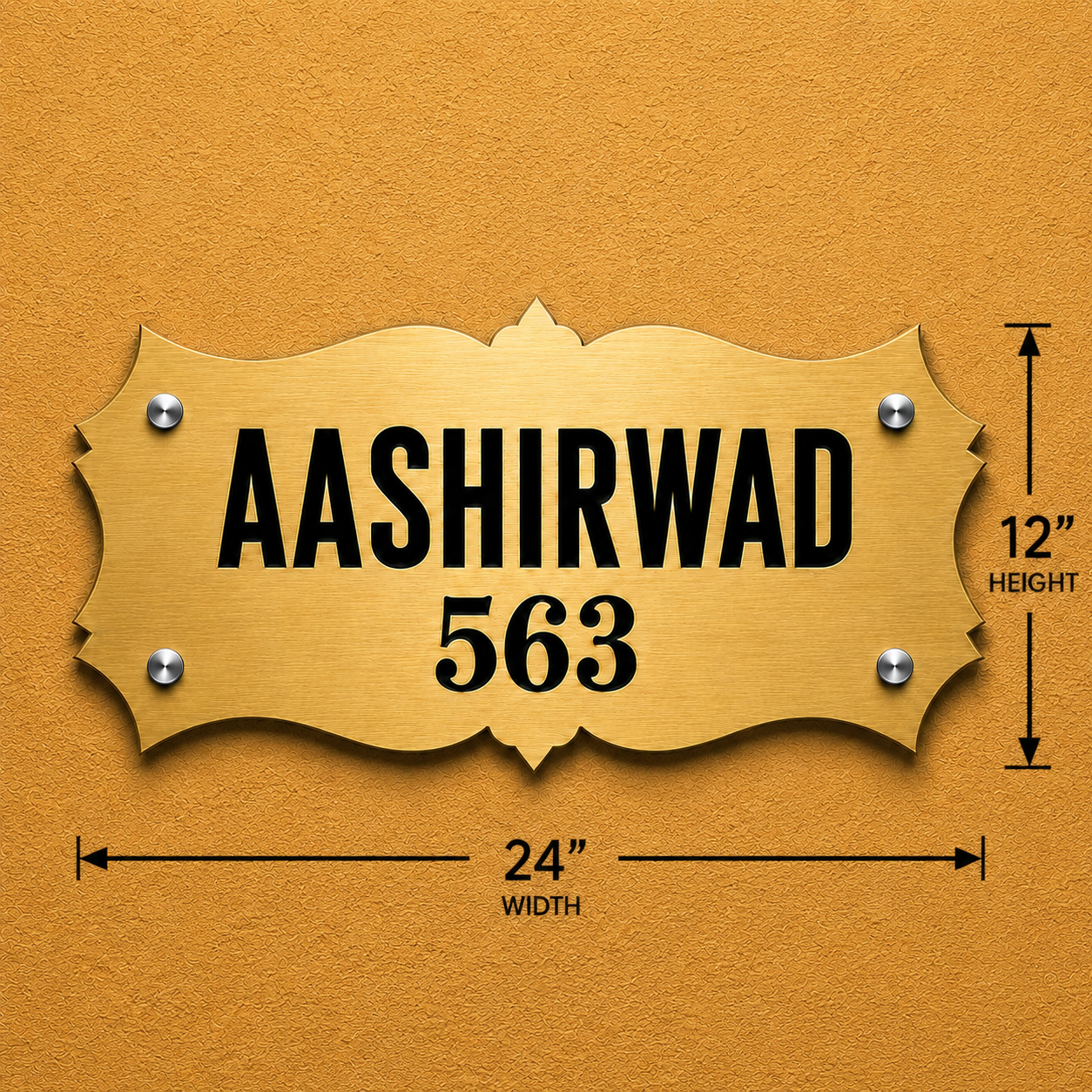 Heritage Crest Metal Name Plate For Home & Villa-Golden & Silver