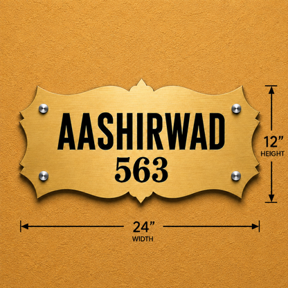 Heritage Crest Metal Name Plate For Home & Villa-Golden & Silver