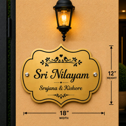 Classic Crest Engraved Stainless Steel Name Plate For Home & Villa