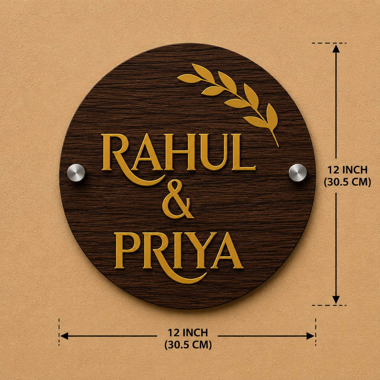 Royal Eclipse Round Wooden Name Plate For Home & Villa