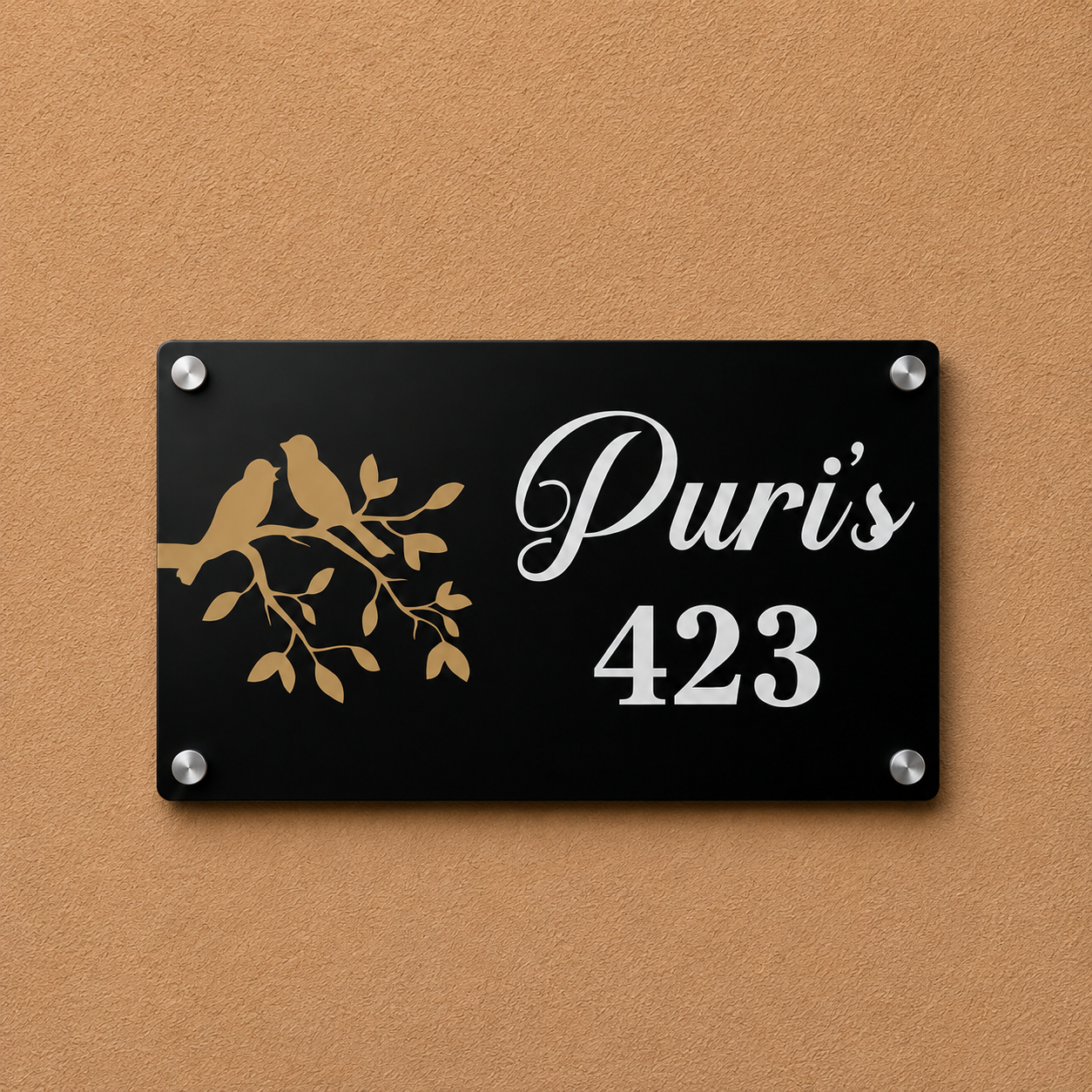 Nature Crest Modern Acrylic Name Plate For Home & Villa
