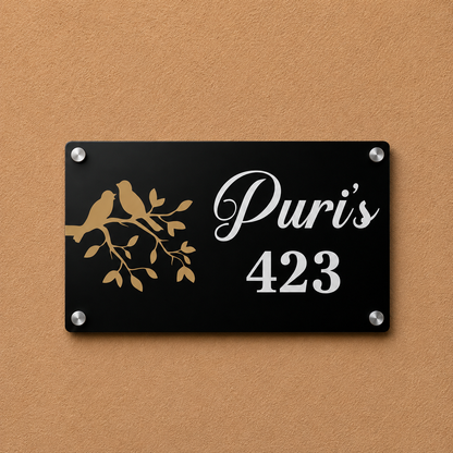 Nature Crest Modern Acrylic Name Plate For Home & Villa