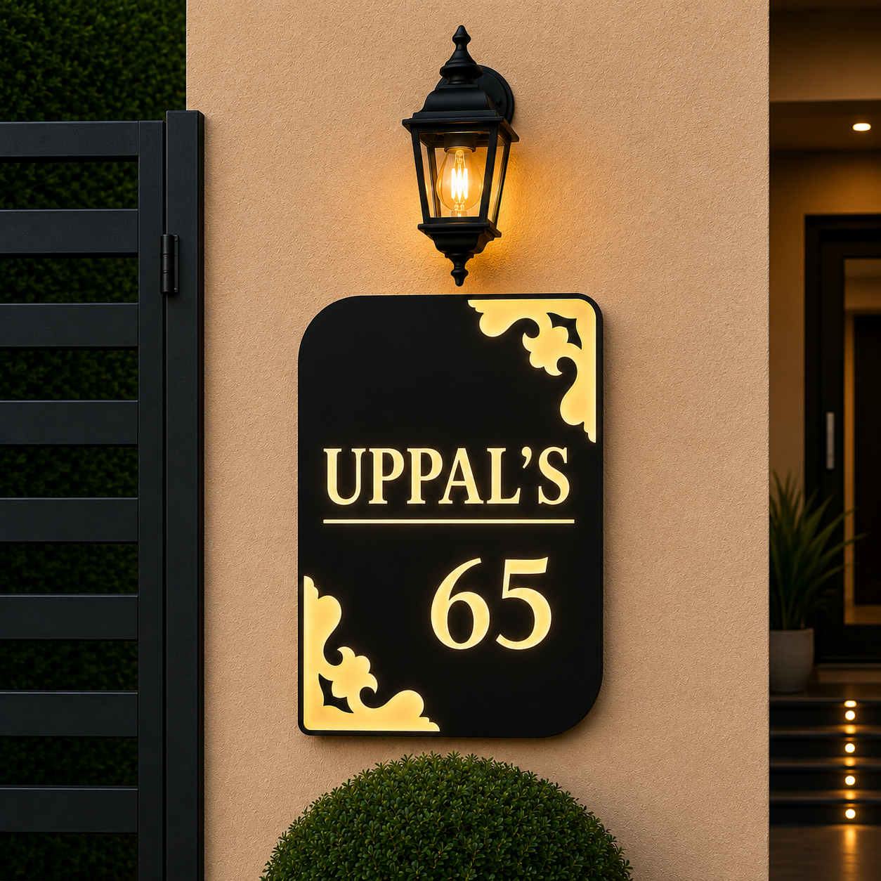 Midnight Luxe Illuminated Name Plate For Home & Villa