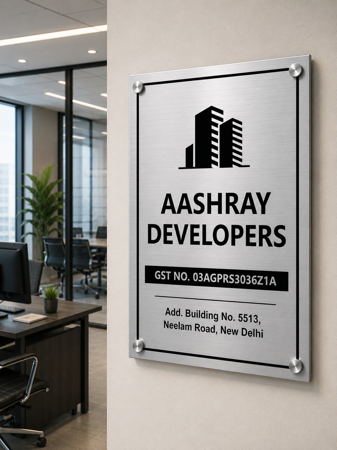 Premium GST Metal Office Name Plate