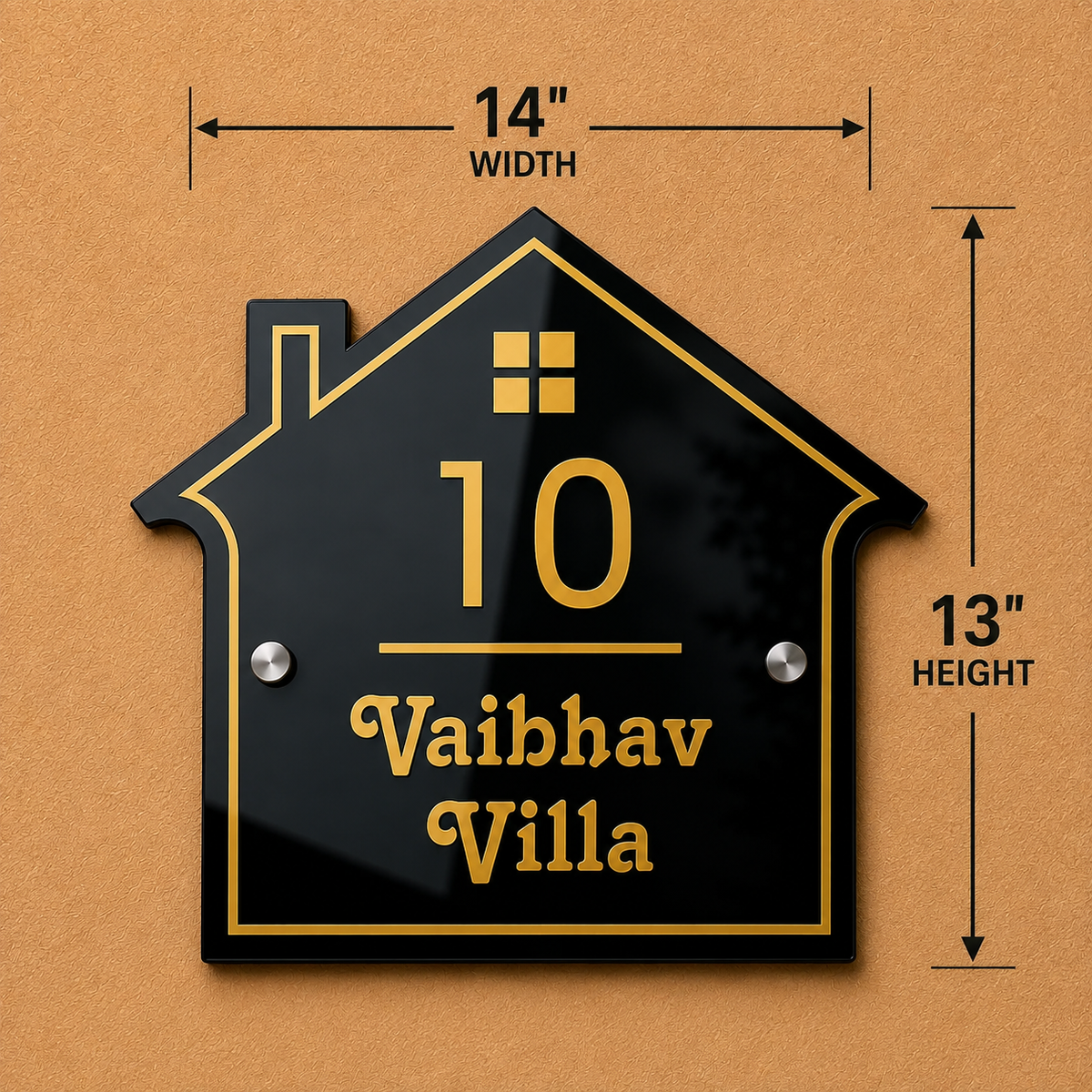 Premium Gable Roof Acrylic Name Plate for Home & Villa
