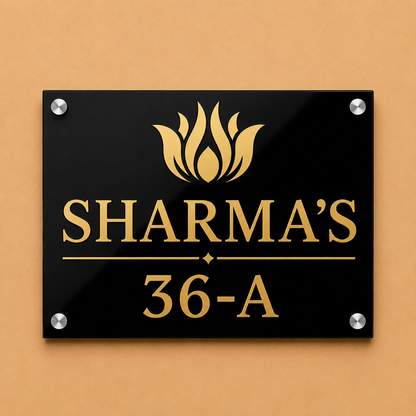 Modern Monogram Style Acrylic Name Plate For Home - Black & White