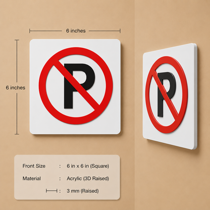 No Parking 3D Embossed Prohibition Sign