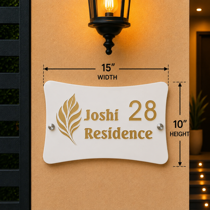 Elegant Wave Premium Acrylic Name Plate for Home & Villa