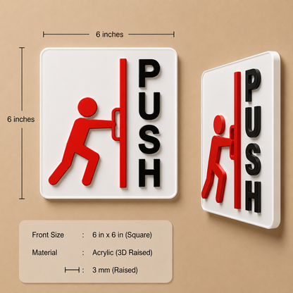 Push Door Sign - 3D Embossed