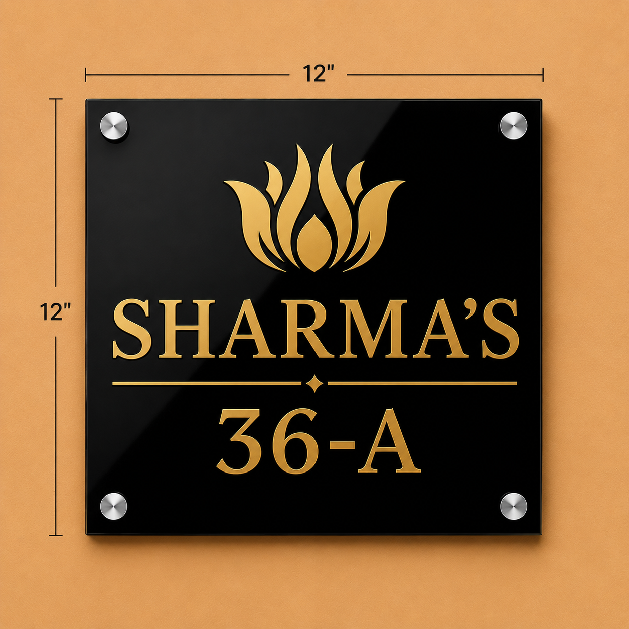 Modern Monogram Style Acrylic Name Plate For Home - Black & White
