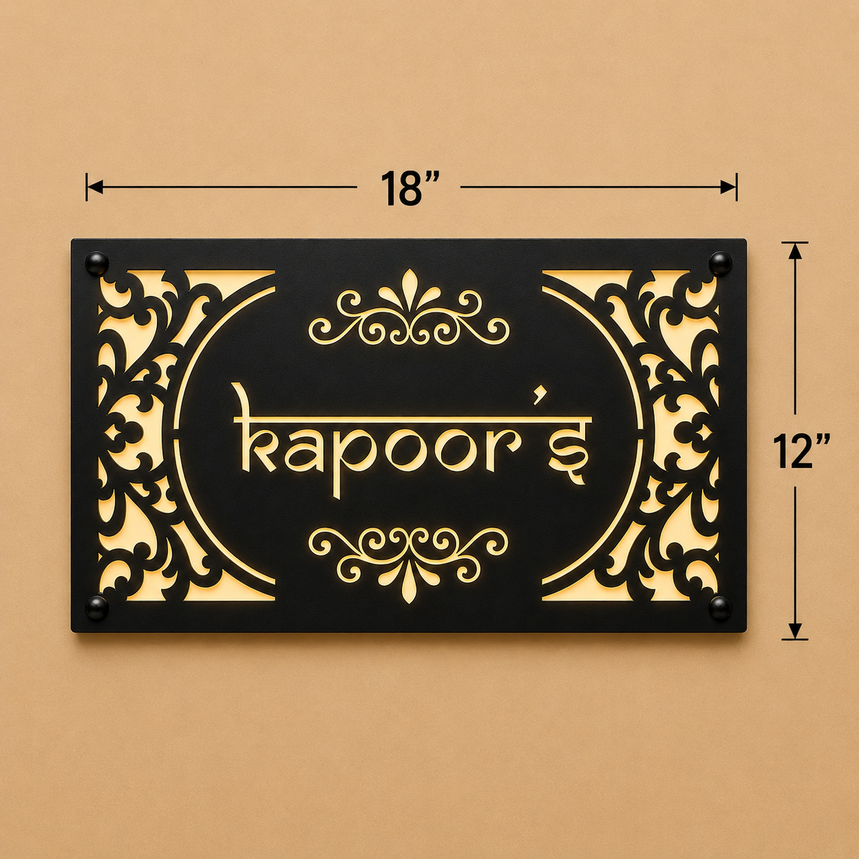 Signature Royal Illuminated Name Plate For Home & Villa