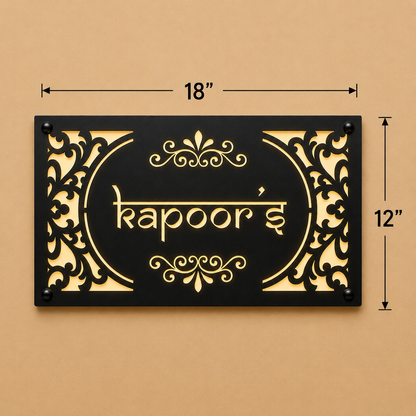 Signature Royal Illuminated Name Plate For Home & Villa