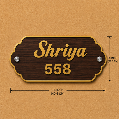 Grand Heritage Wooden Name Plate For Home & Villa
