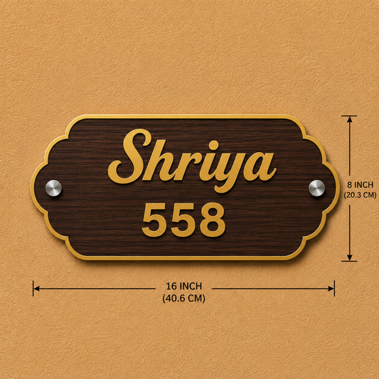 Grand Heritage Wooden Name Plate For Home & Villa