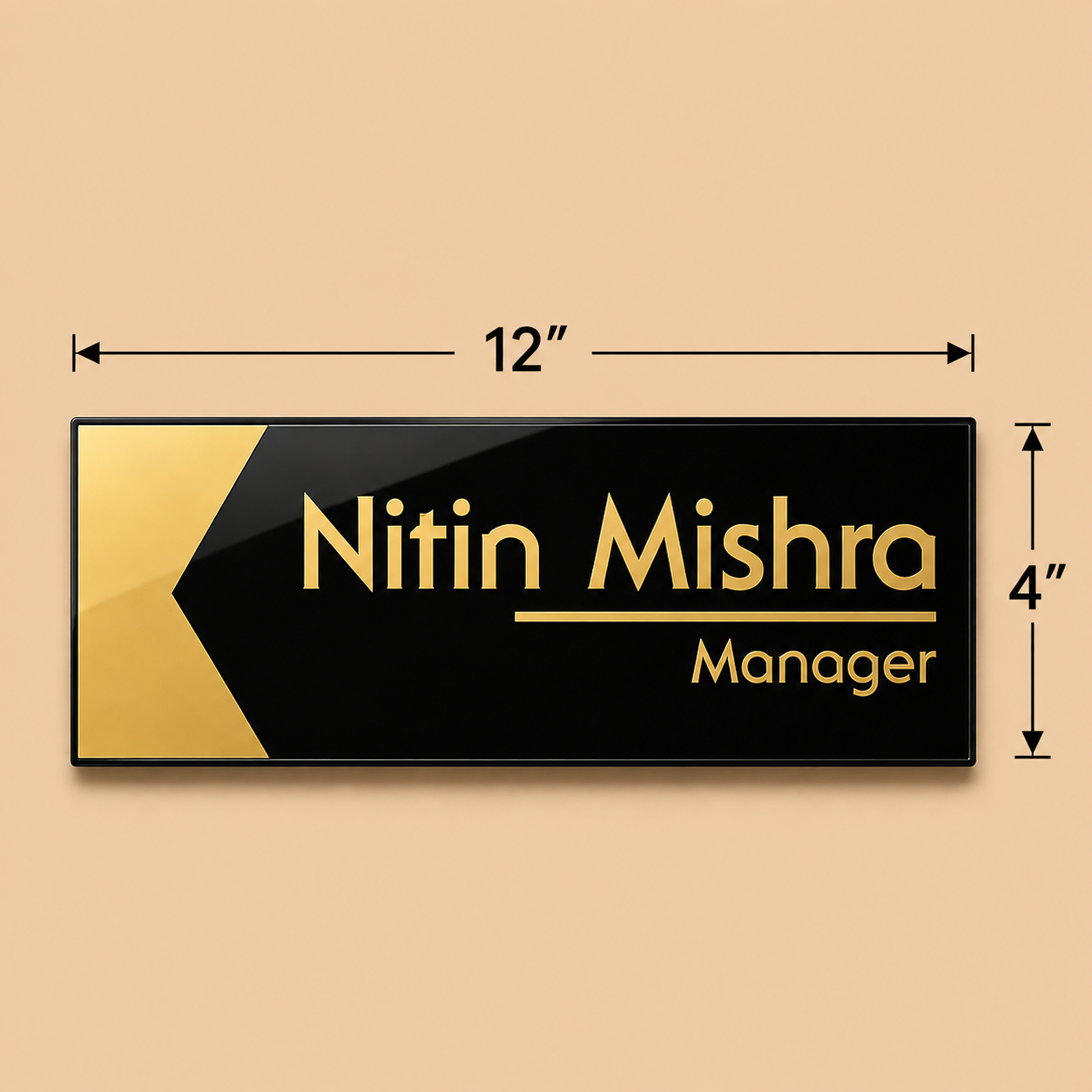 Executive Gold Edge Acrylic Office Name Plate