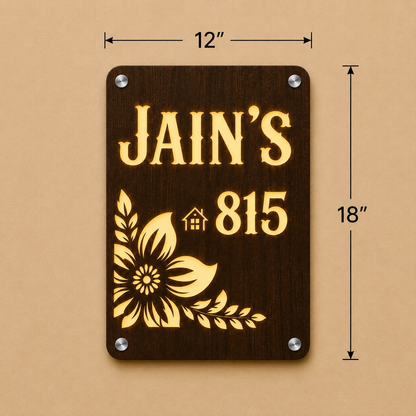 AuraCraft Acrylic Wooden Illuminated Name Plate For Home & Villa