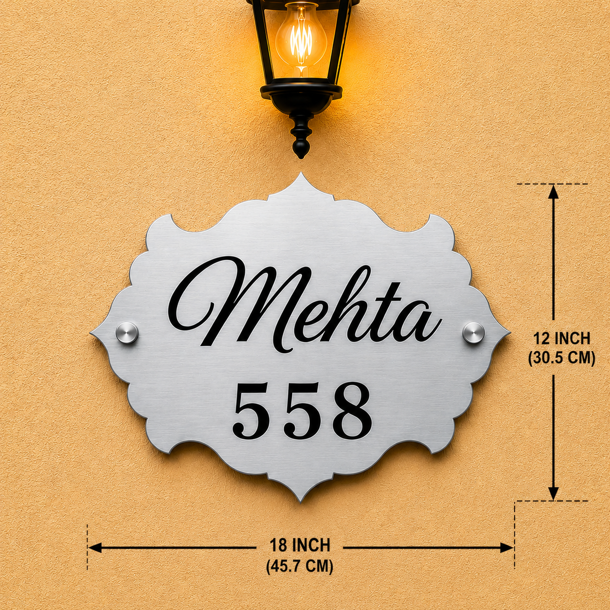 Vintage Crest Engraved Metal Name Plate For Home & Villa