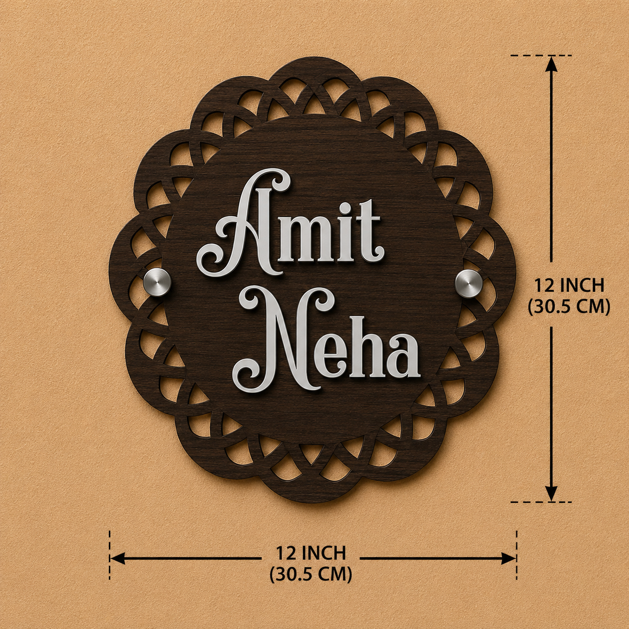 Royal Vine Personalized Wooden Name Plate For Home & Villa