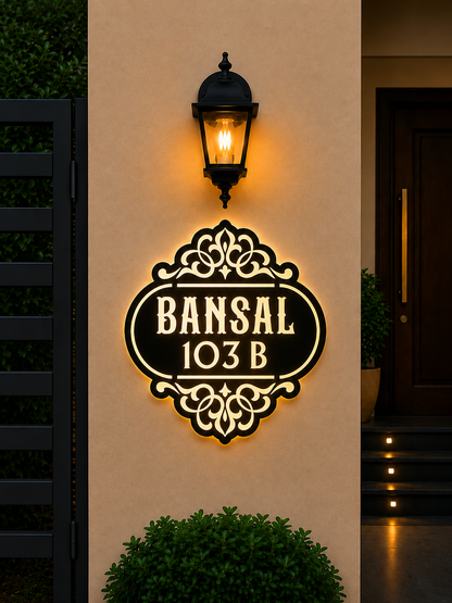 Lighting Acrylic Name Plate for Homes