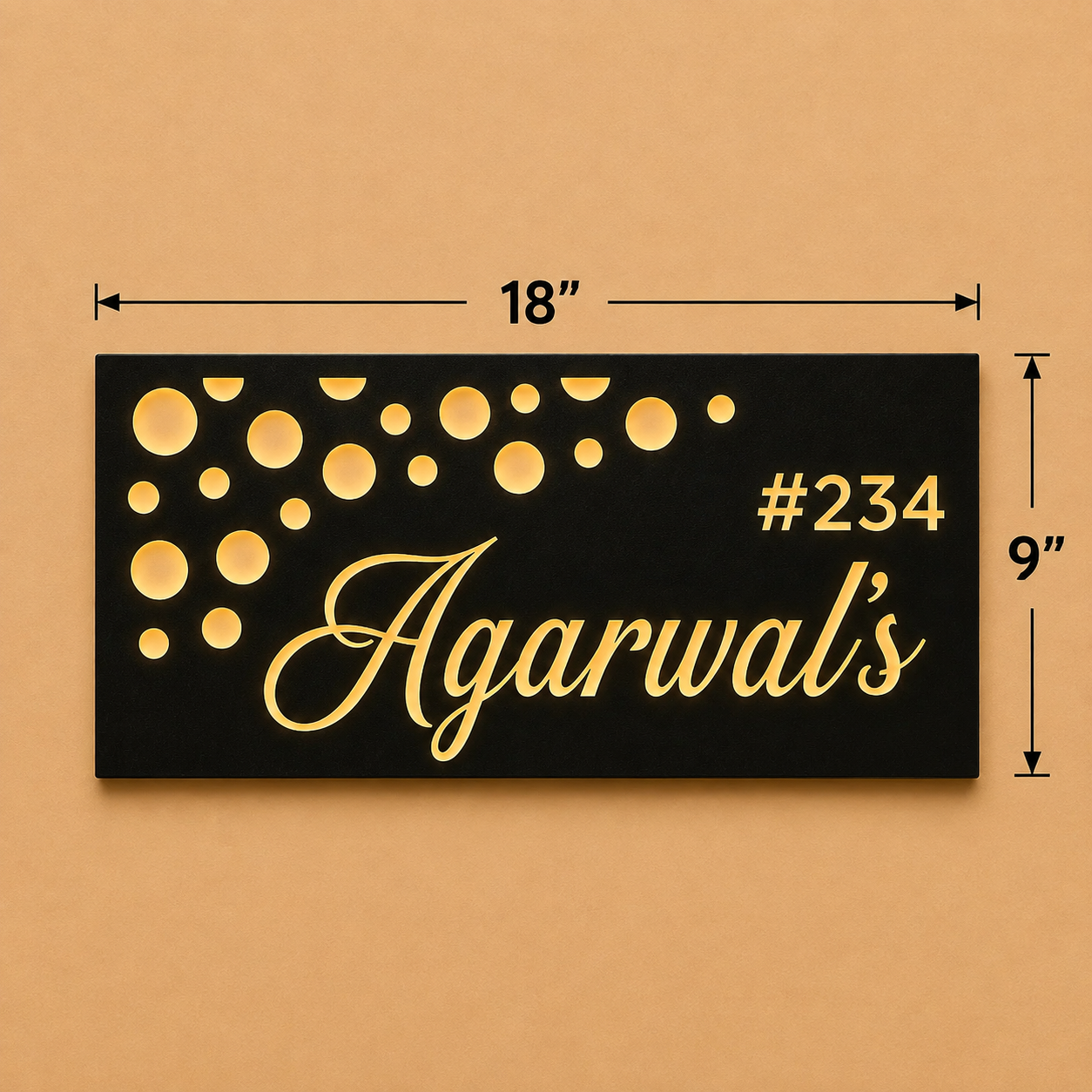 Luxe Line Illuminated Name Plate For Home & Villa
