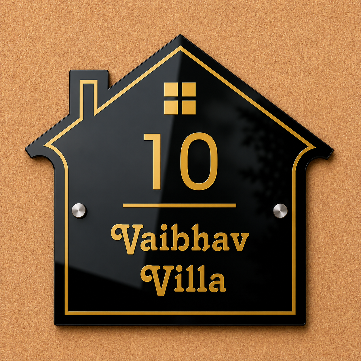 Premium Gable Roof Acrylic Name Plate for Home & Villa