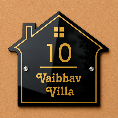 Premium Gable Roof Acrylic Name Plate for Home & Villa