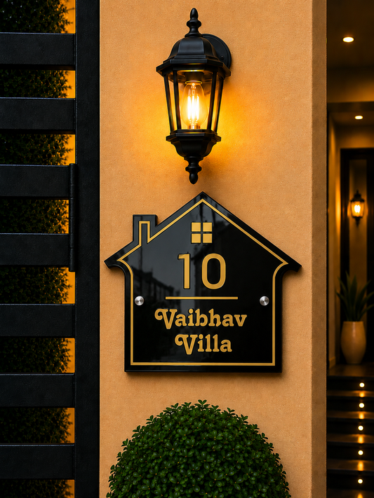 Premium Gable Roof Acrylic Name Plate for Home & Villa