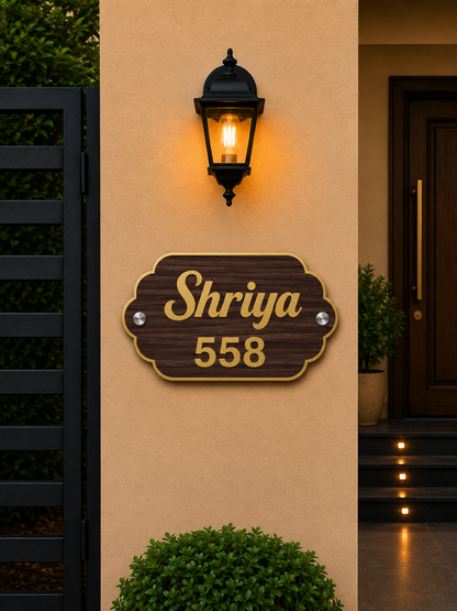Grand Heritage Wooden Name Plate For Home & Villa