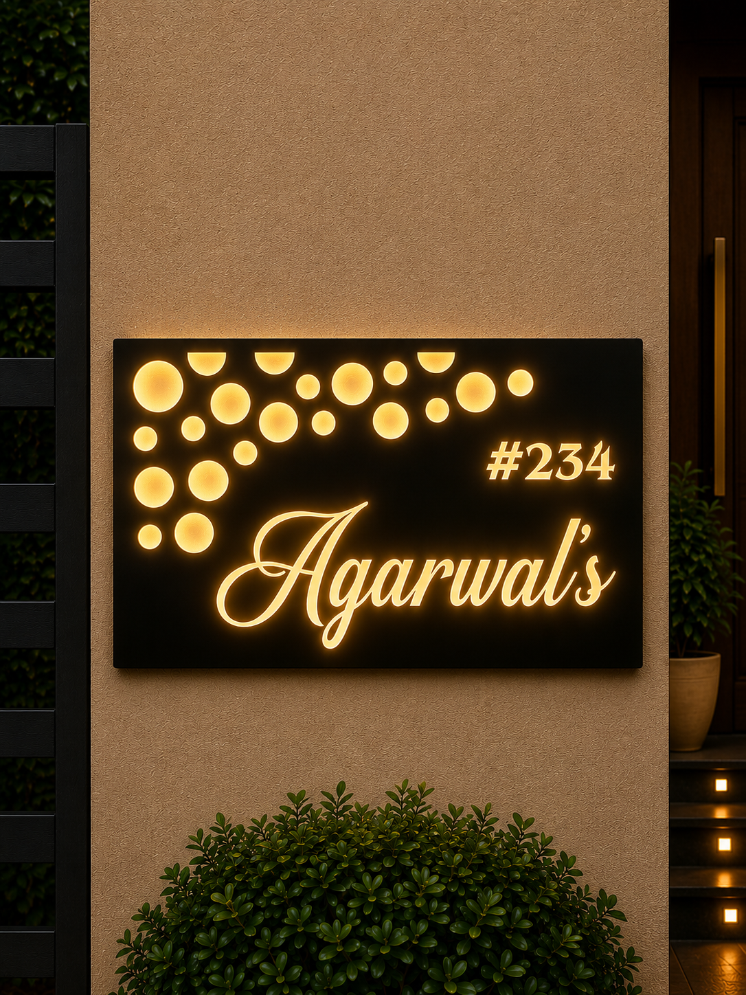 Luxe Line Illuminated Name Plate For Home & Villa