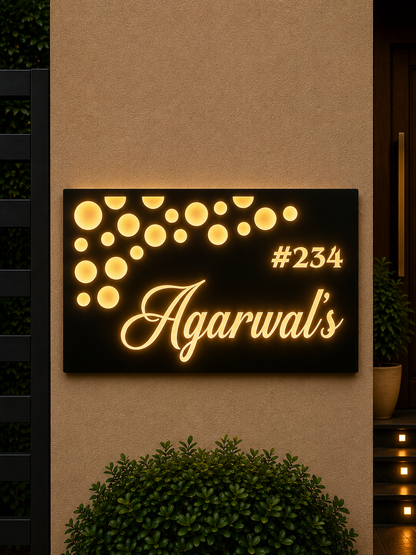 Luxe Line Illuminated Name Plate For Home & Villa