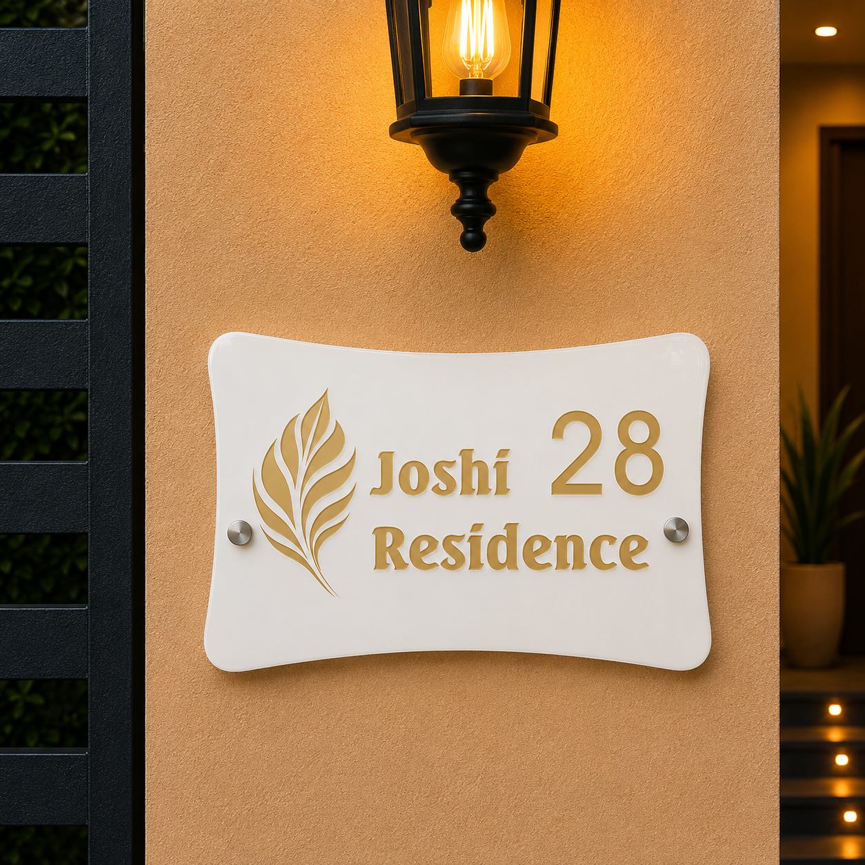 Elegant Wave Premium Acrylic Name Plate for Home & Villa