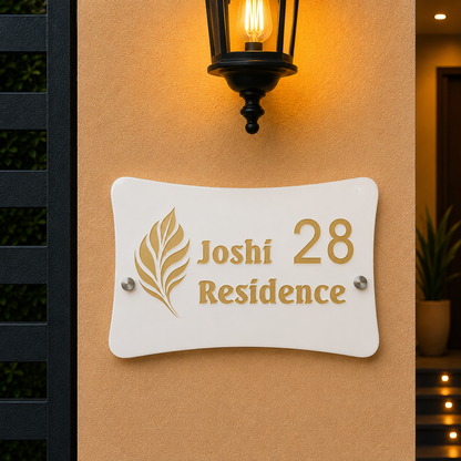 Elegant Wave Premium Acrylic Name Plate for Home & Villa