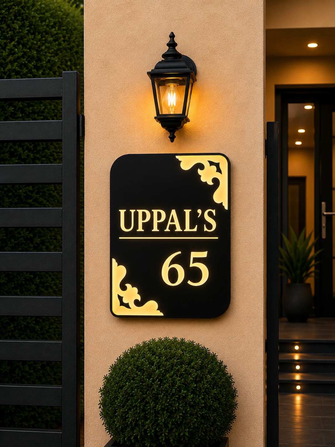 Midnight Luxe Illuminated Name Plate For Home & Villa