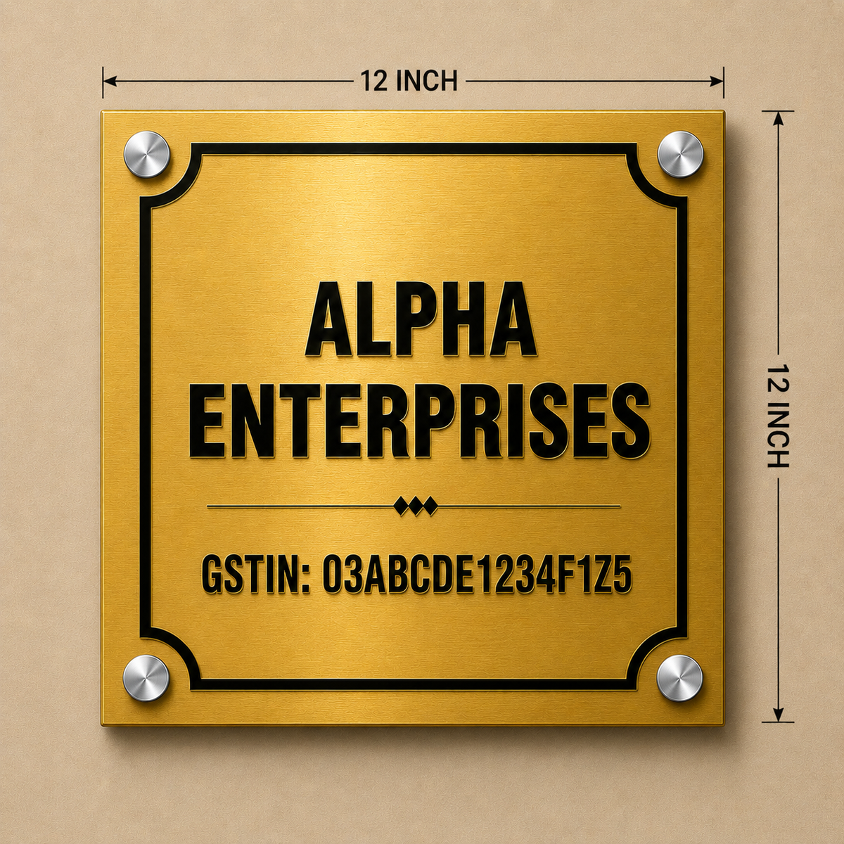 Premium GST Metal Office Name Plate | Silver & Gold Matte Finish