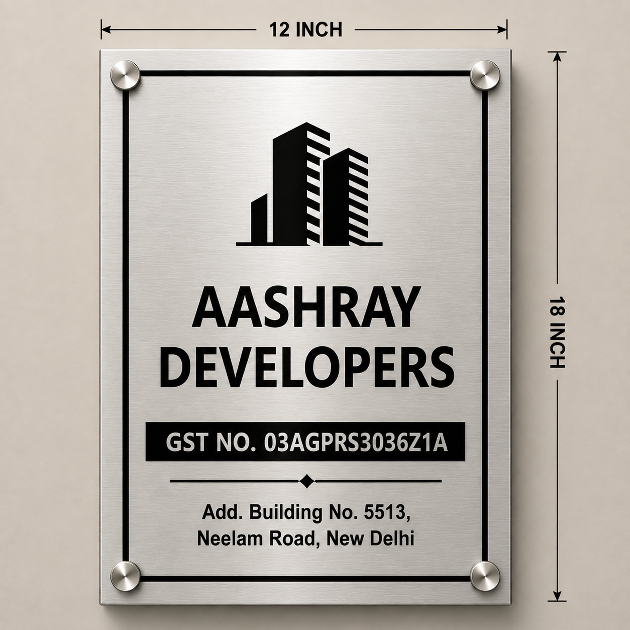 Premium GST Metal Office Name Plate