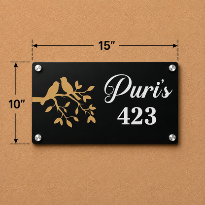 Nature Crest Modern Acrylic Name Plate For Home & Villa