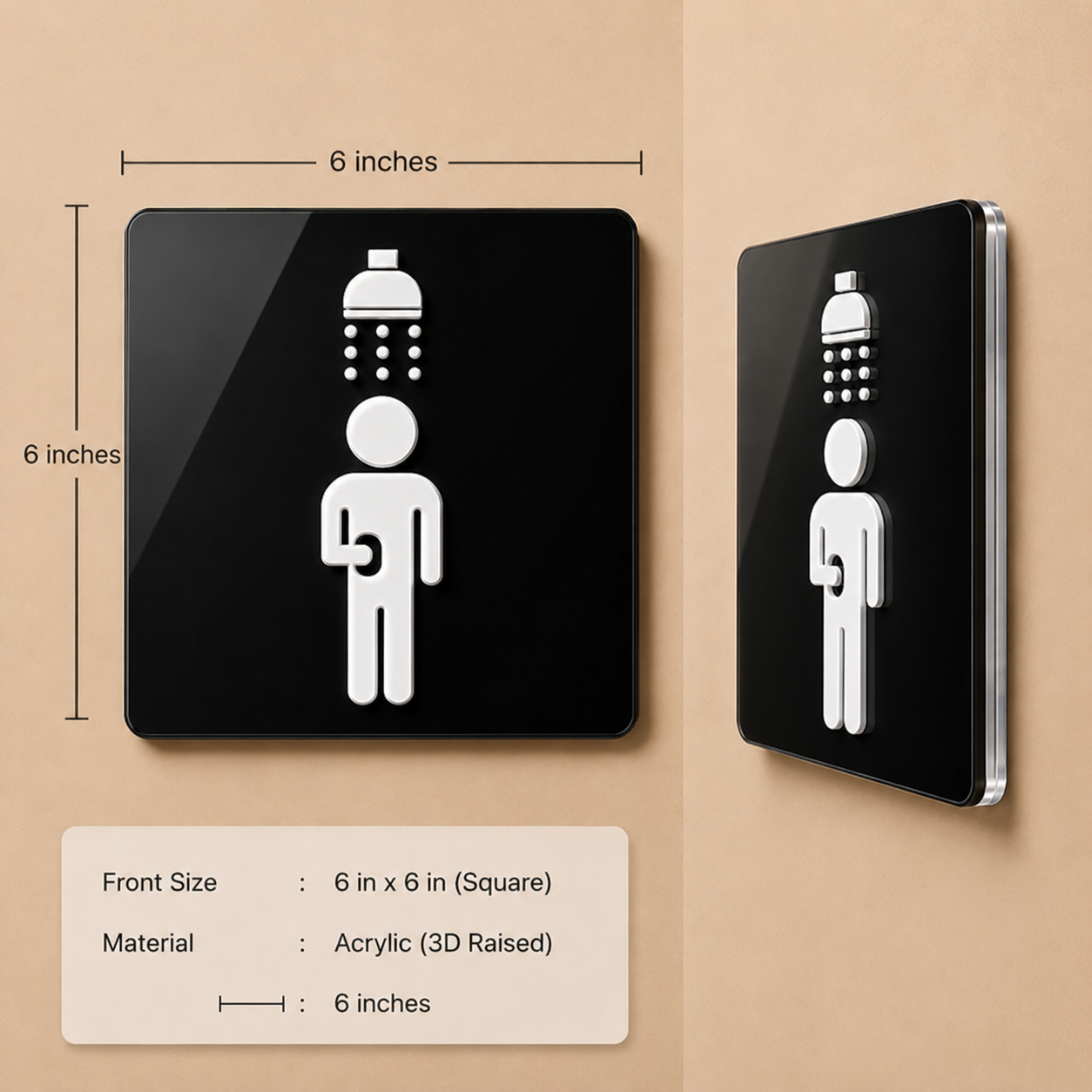 Shower Area 3D Embossed Mandatory Sign