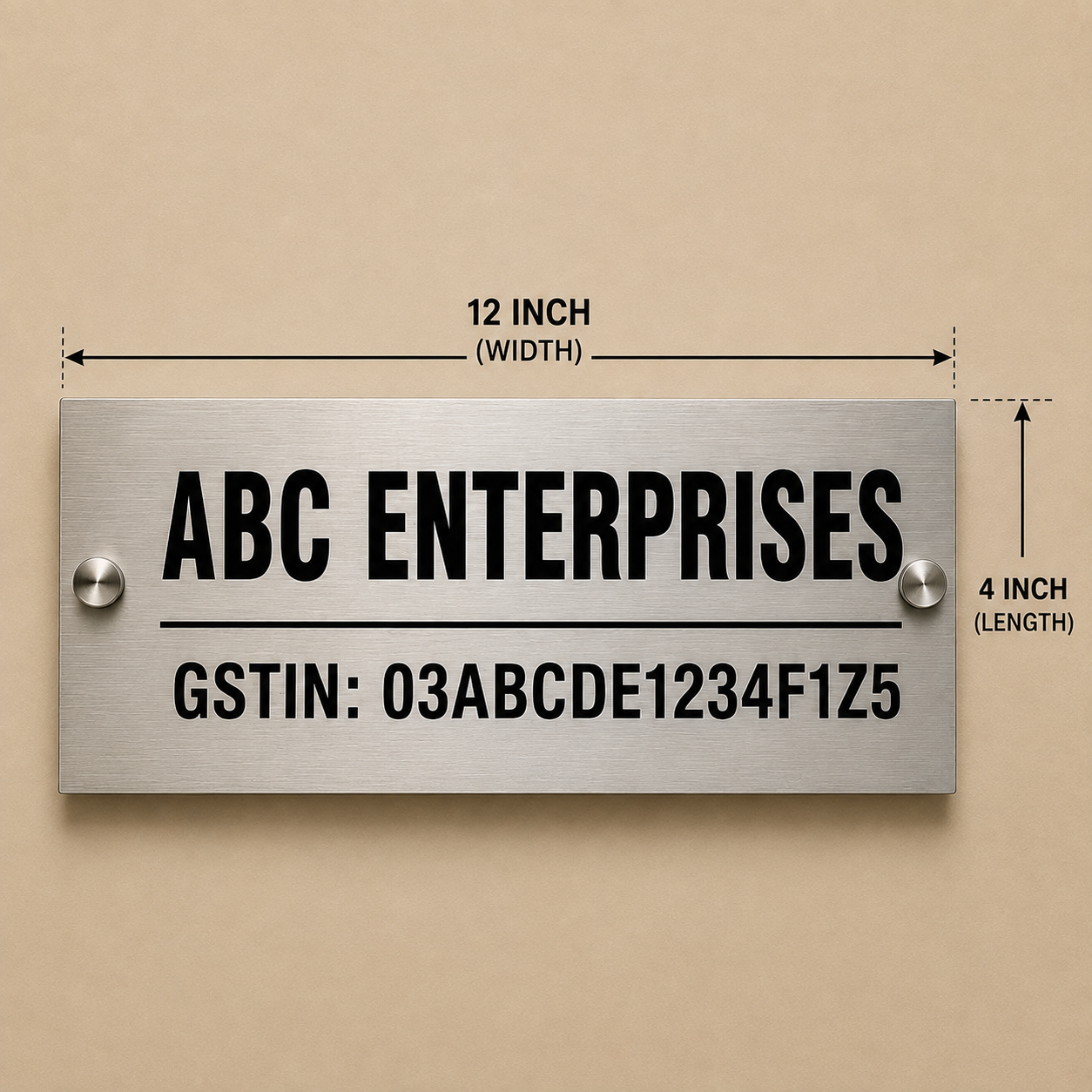 Premium GST Metal Office Name Plate | Silver & Gold Matte Finish
